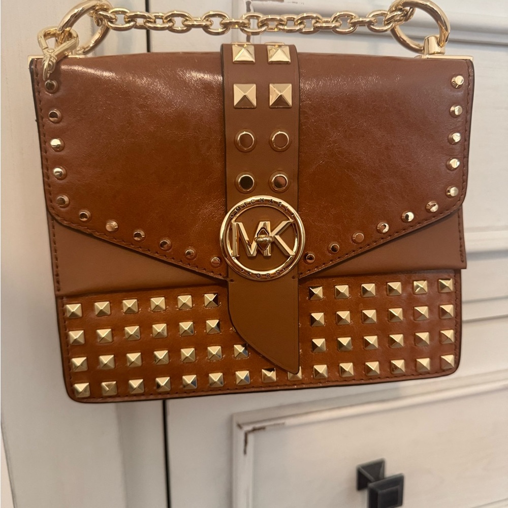 Michael Kors Brown Crossbody Bag with Gold Studs